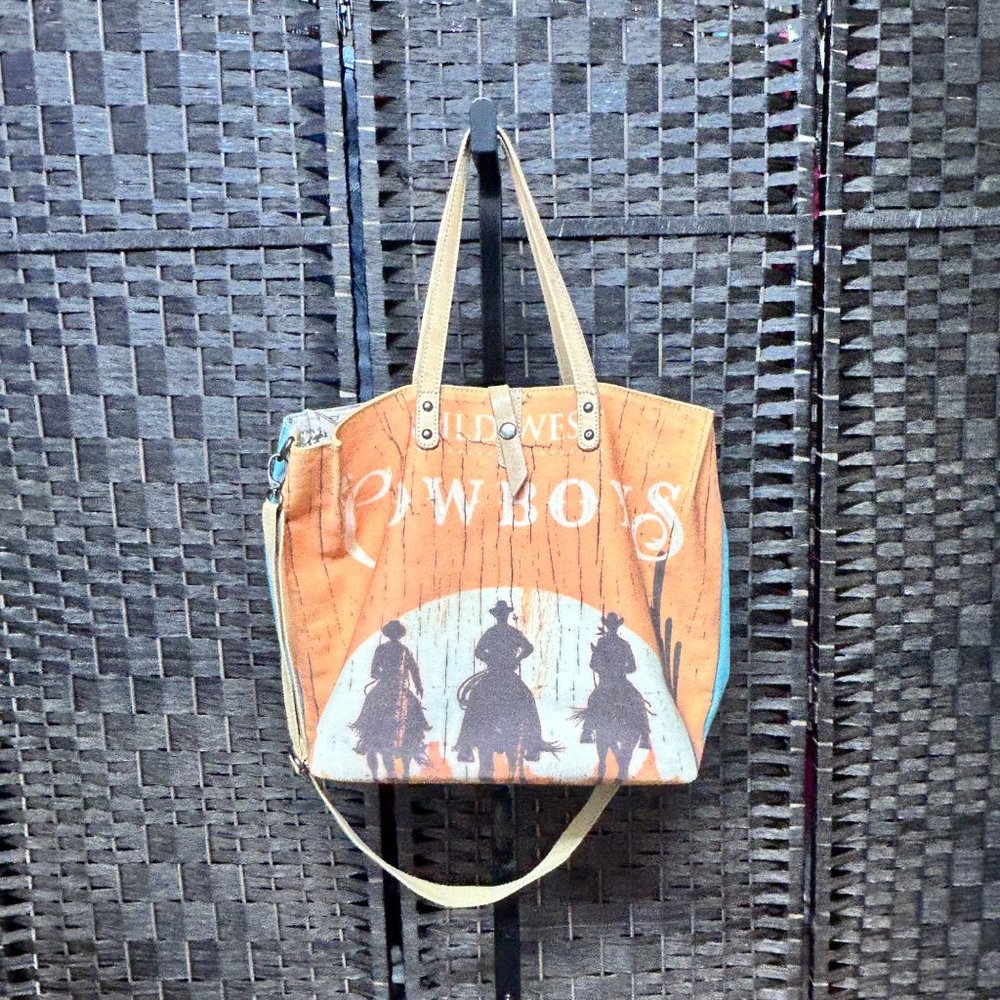 Montana West Cowboy Reversible Tote Bag Large Multicolor Leather Straps - Picture 13 of 14